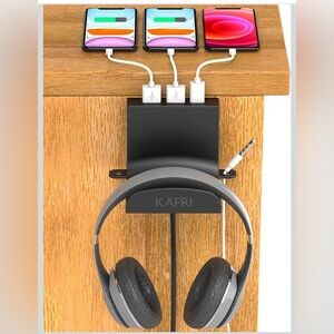 Headphone Hanger Holder with USB C Charger with 3 USB Charging Port